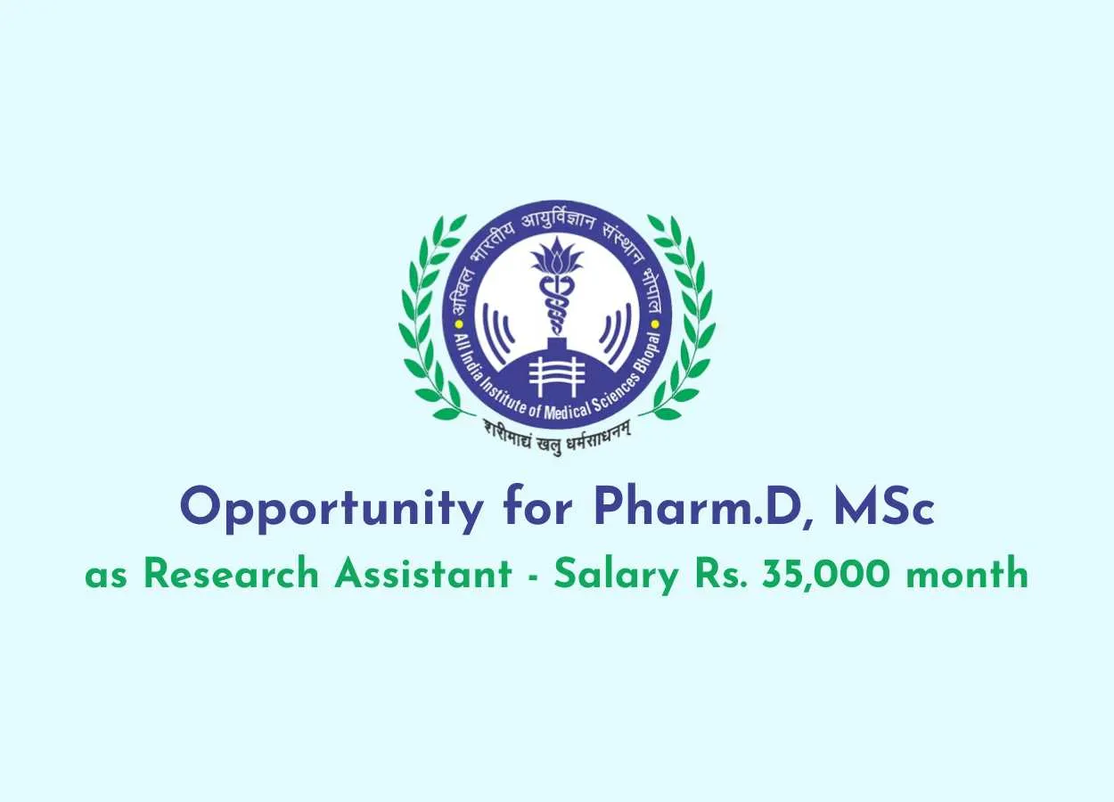 Opportunity for Pharm.D, MSc as Research Assistant at AIIMS