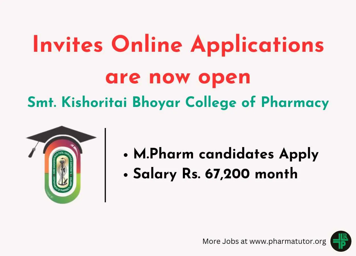 Smt. Kishoritai Bhoyar College of Pharmacy invites online applications from M.Pharm candidates