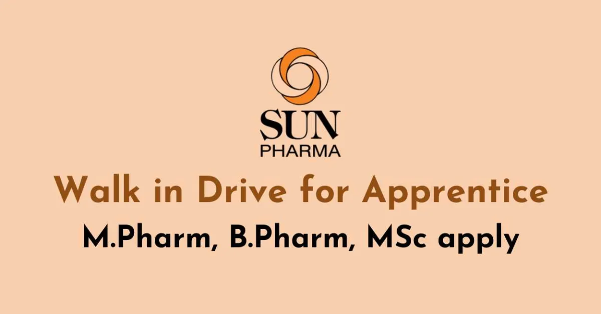 Walk in Drive for Apprentice at Sun Pharma