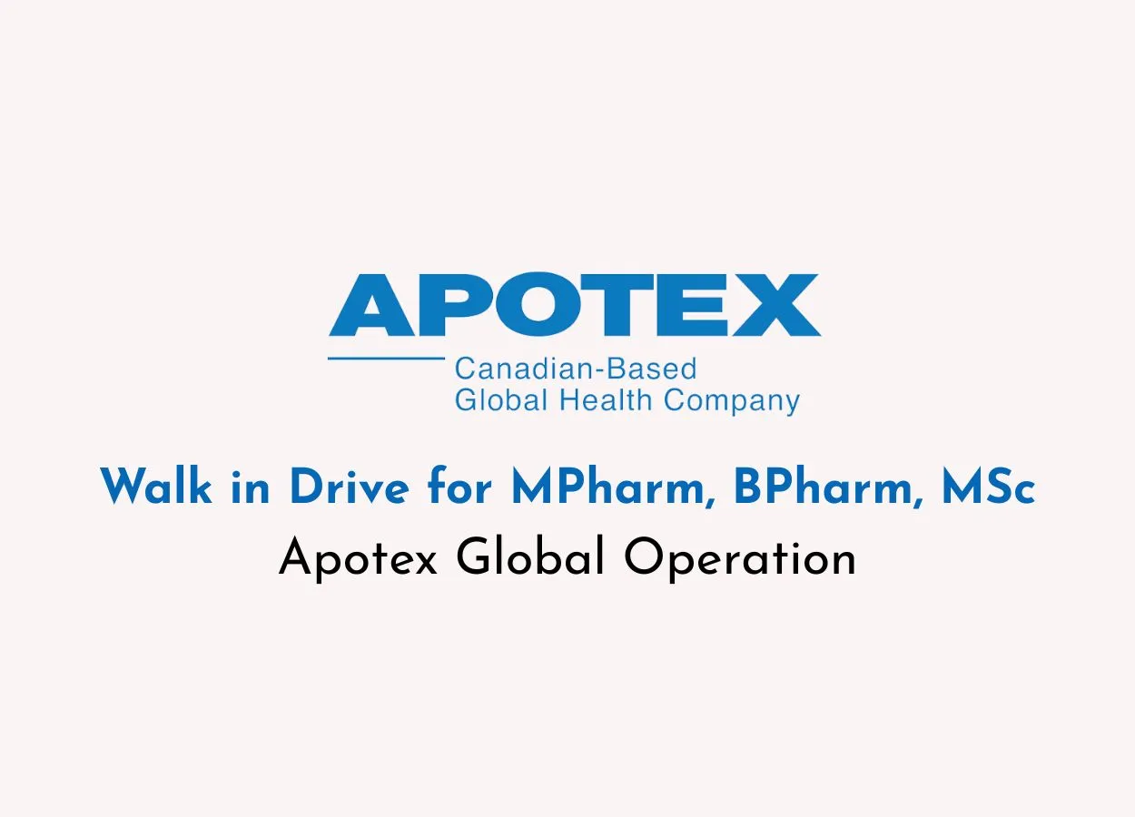 Walk in Drive for MPharm, BPharm, MSc at Apotex Global Operation