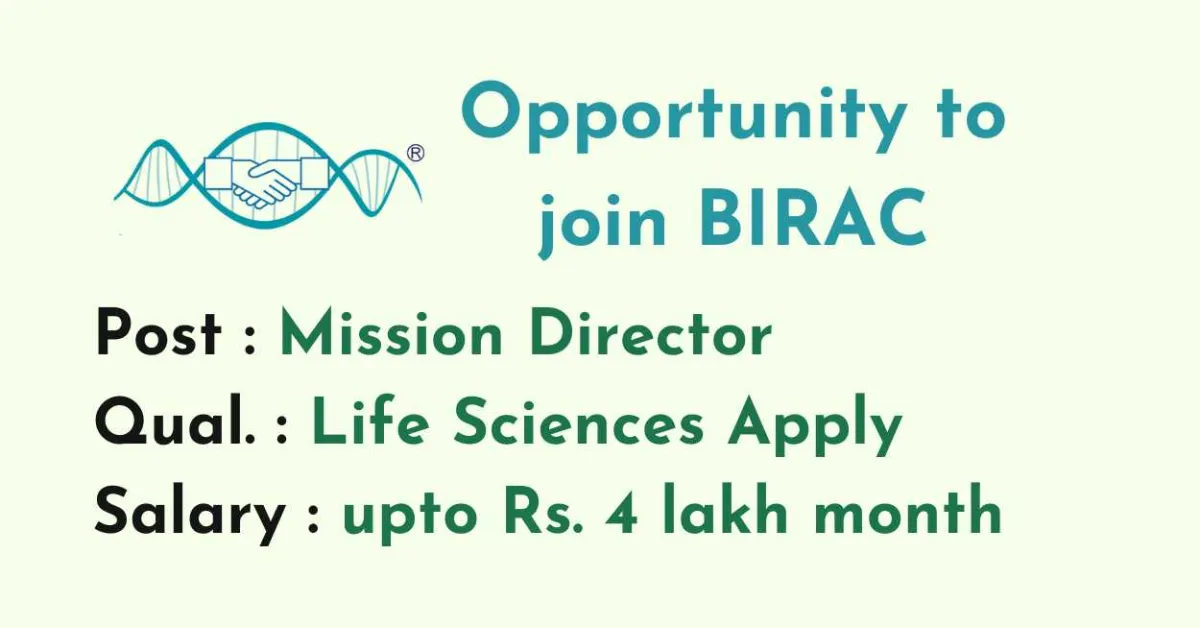 Work as Mission Director at BIRAC - Life Sciences Apply