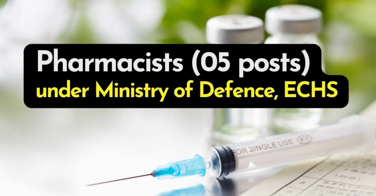 Advertisement for the post of Pharmacists under Ministry of Defence