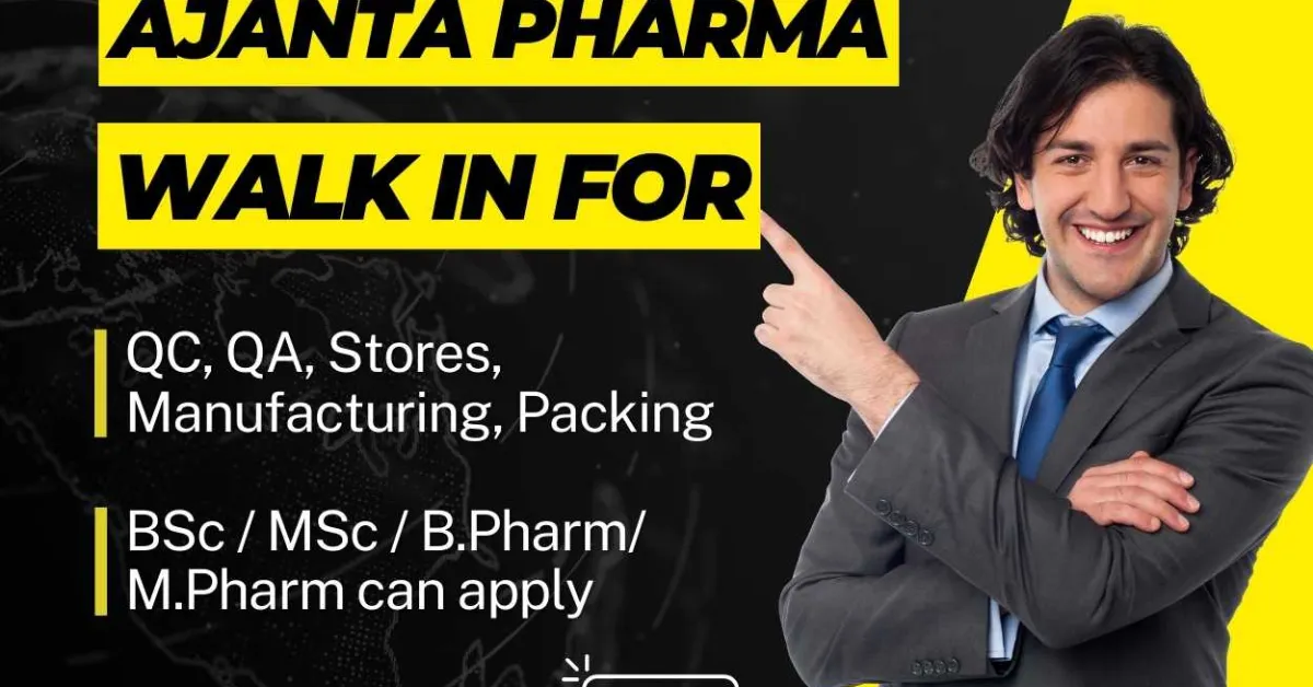 Ajanta Pharma Opens Roles in QC, QA, Stores, Manufacturing, Packing