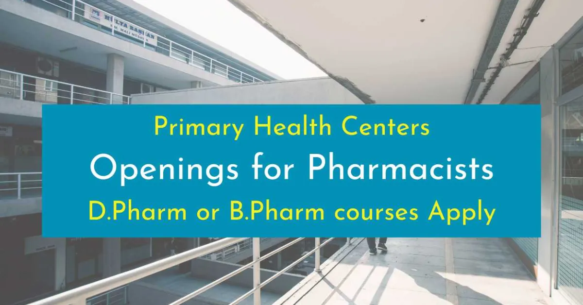 Primary Health Centers Openings for Pharmacists