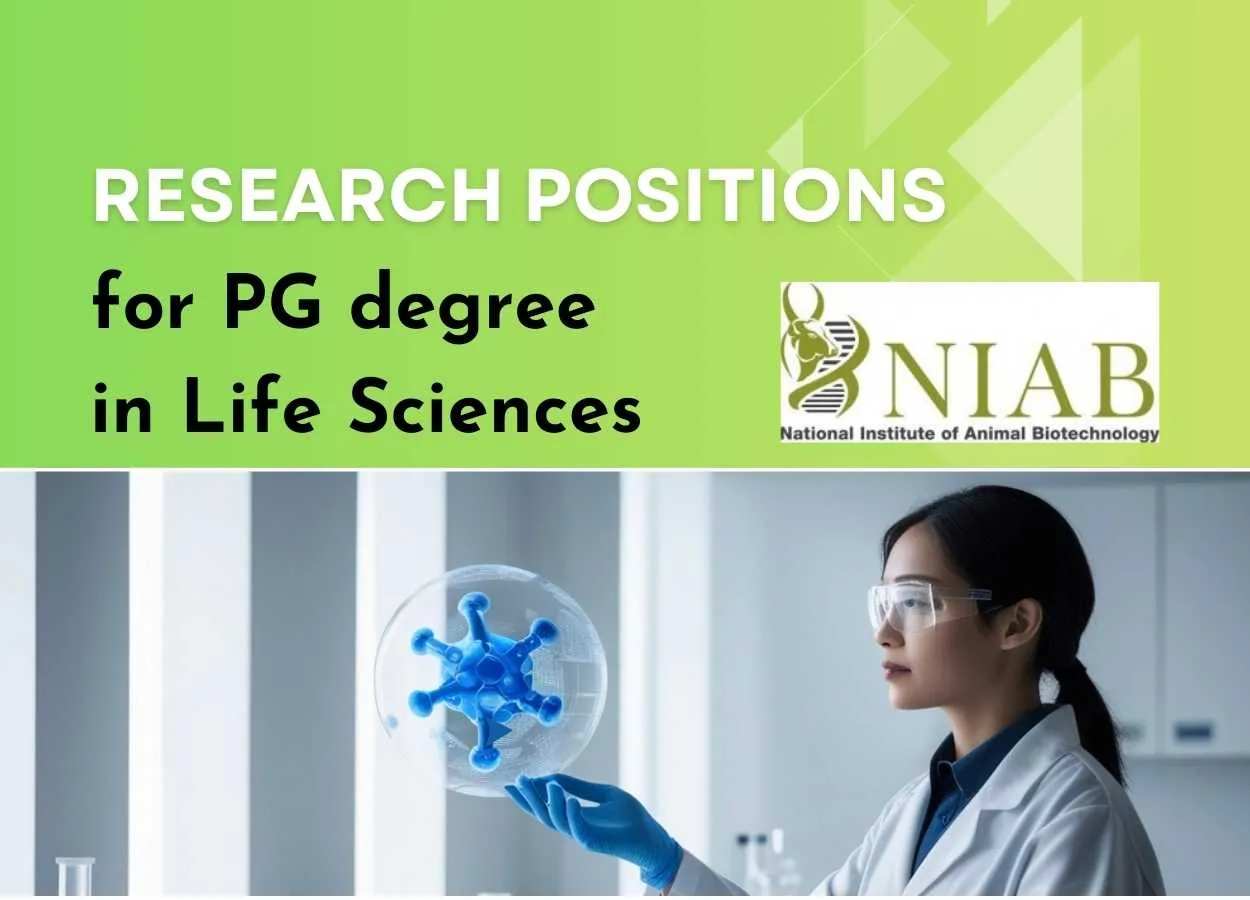 Research positions for PG degree in Life Sciences at National Institute of Animal Biotechnology