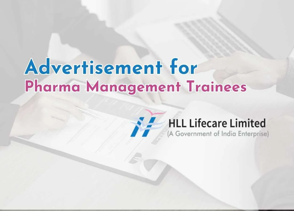 Advertisement for Pharma Management Trainees at HLL Lifecare