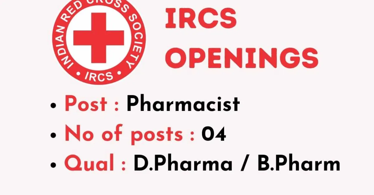 Indian Red Cross Society looking for Pharmacists