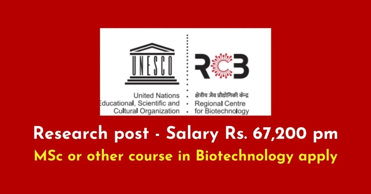 Research positions at Regional Centre for Biotechnology