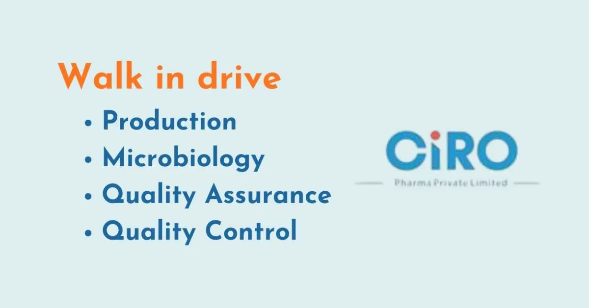 Walk in drive for Production, Microbiology, QA and QC at CIRO Pharma