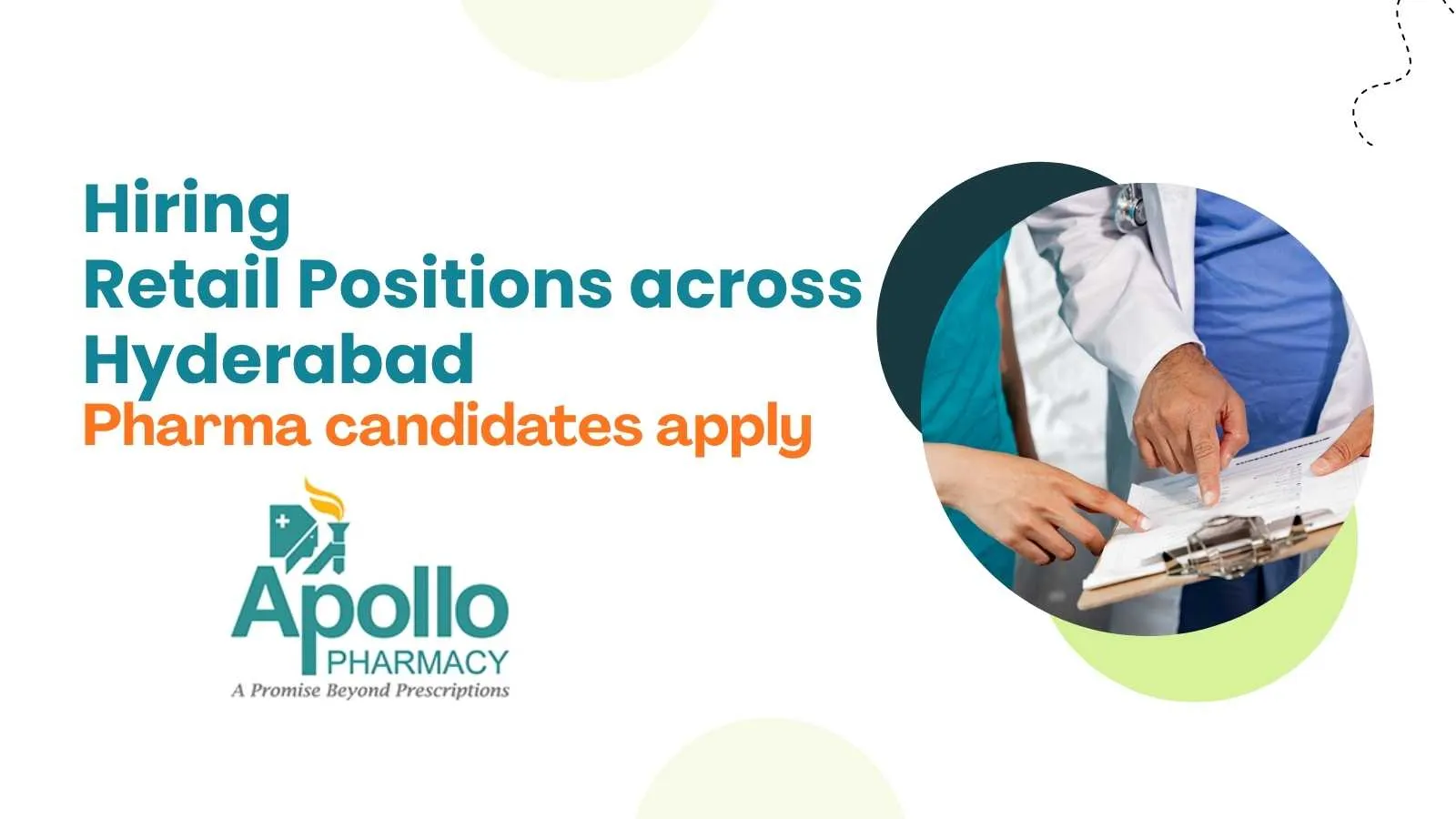 Apollo Pharmacy is hiring retail positions across Hyderabad