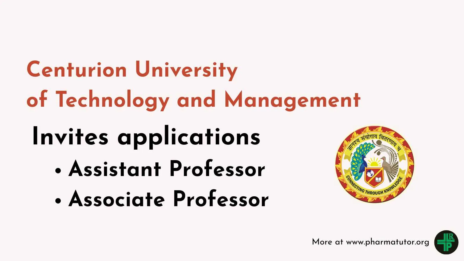 Centurion University of Technology and Management invites applications for Assistant & Associate Professor