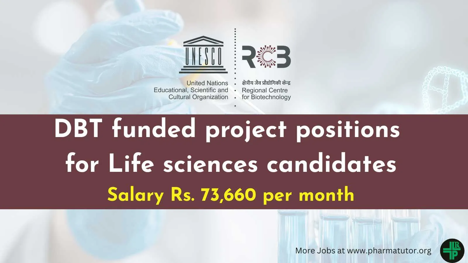 DBT funded project positions for Life sciences candidates at RCB