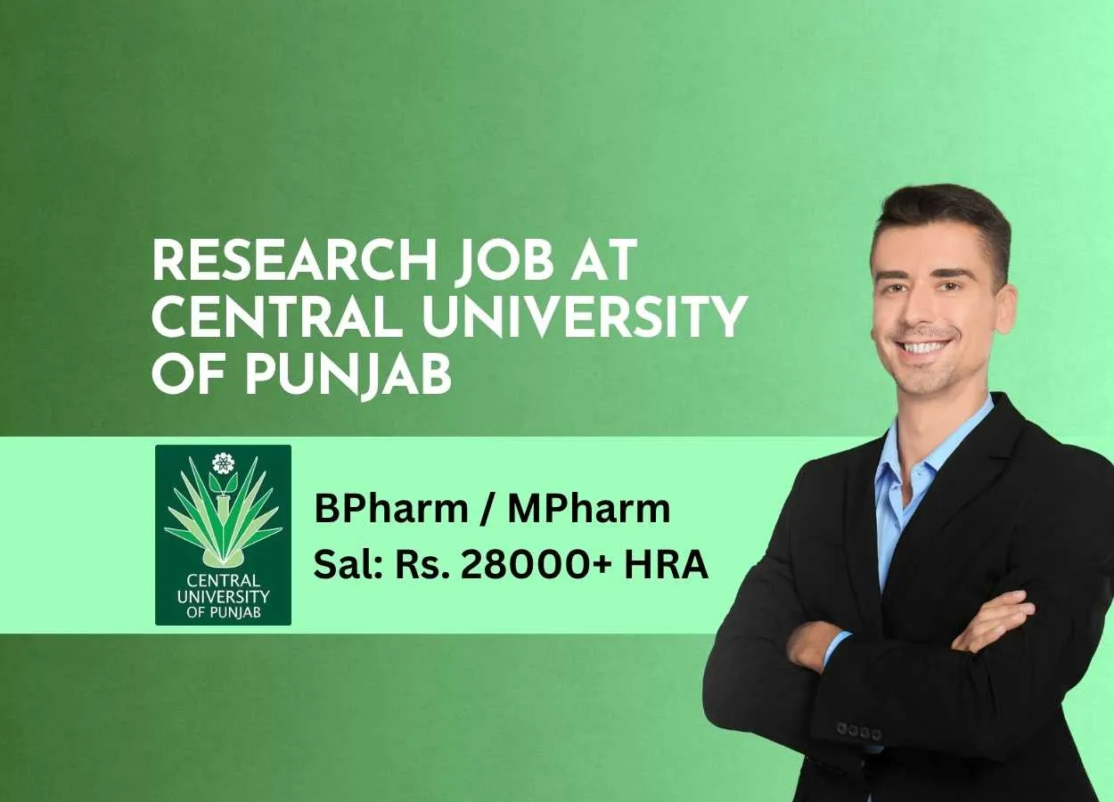 Research Job at Central University of Punjab | BPharm / MPharm career