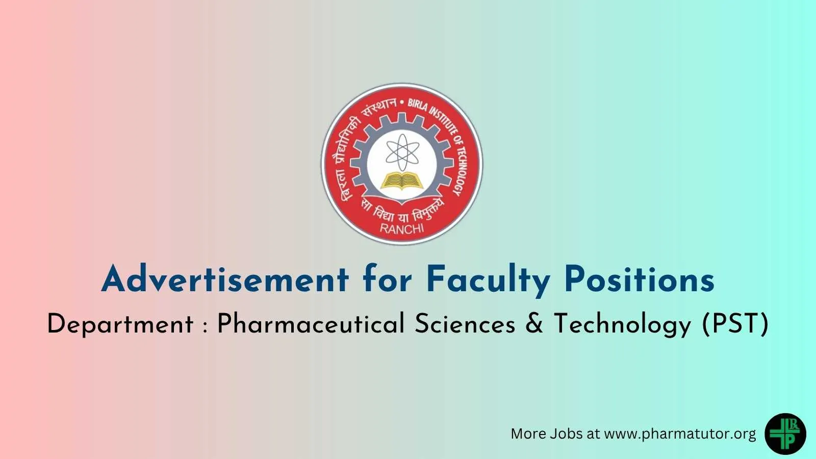 Advertisement for Faculty Positions at Mesra Campus