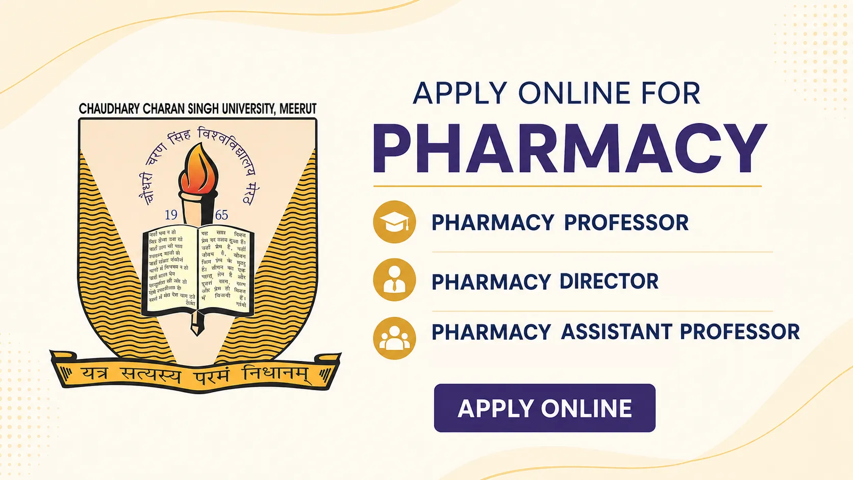 Apply Online for Pharmacy Professor, Director, Assistant Professor at Chaudhary Charan Singh University 
