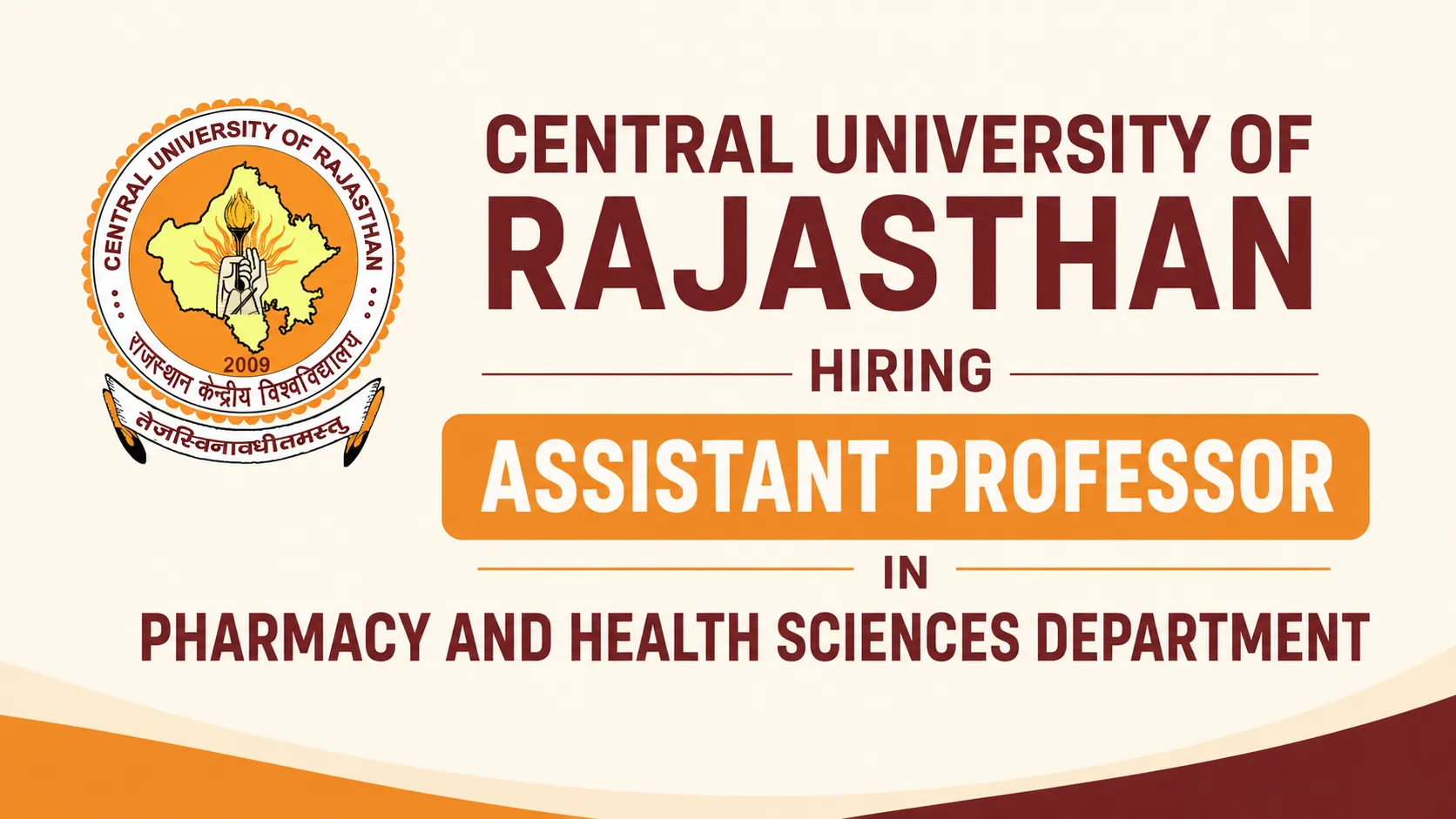 Central University of Rajasthan Hiring Assistant Professor in Pharmacy and Health Sciences Department