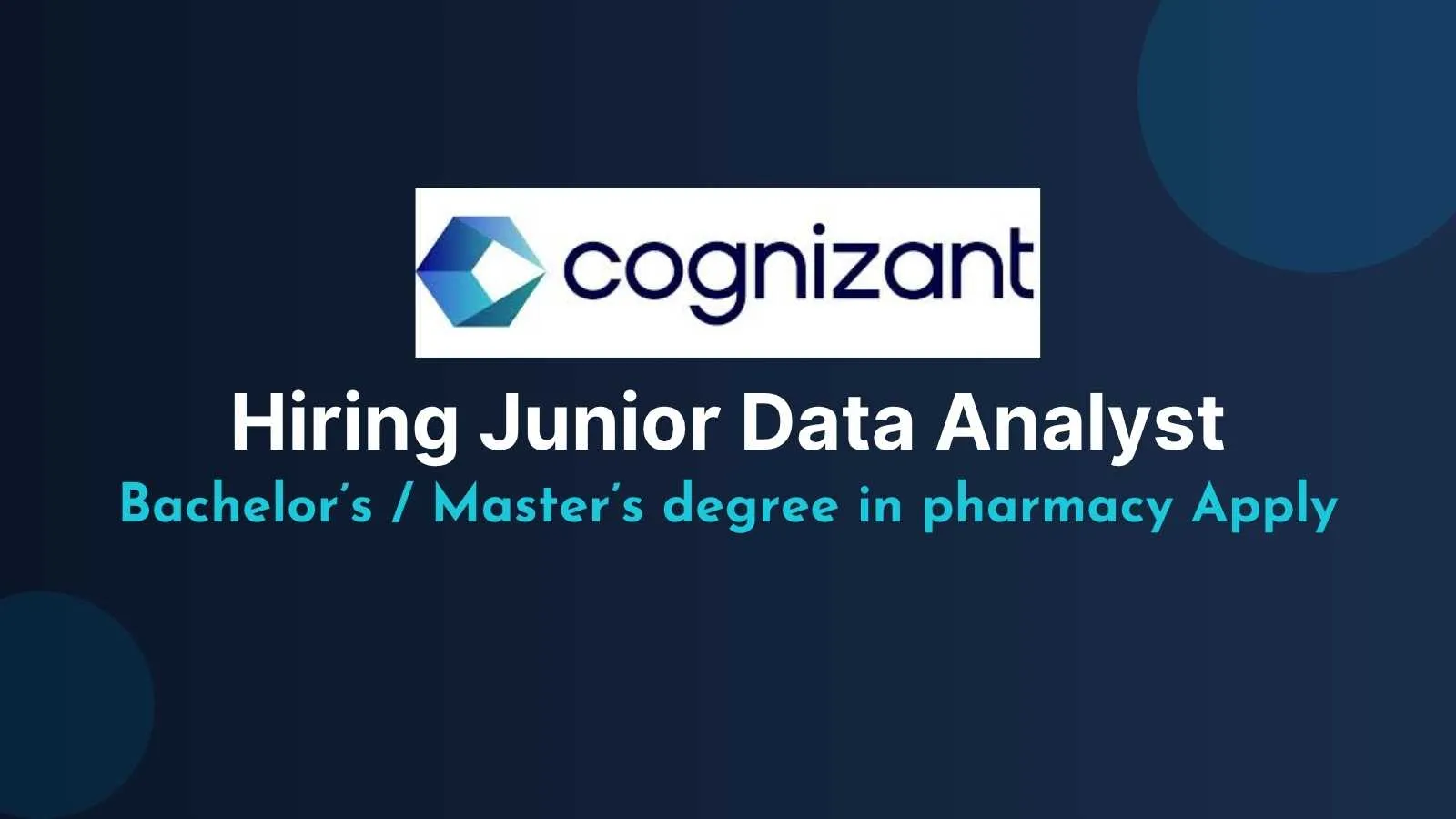 Cognizant Hiring Junior Data Analyst
