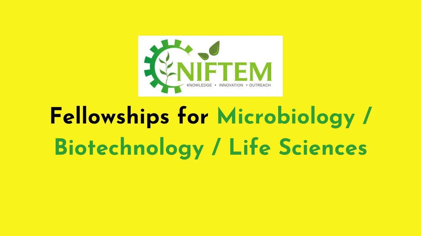 Fellowships for Microbiology / Biotechnology / Life Sciences at NIFTEM