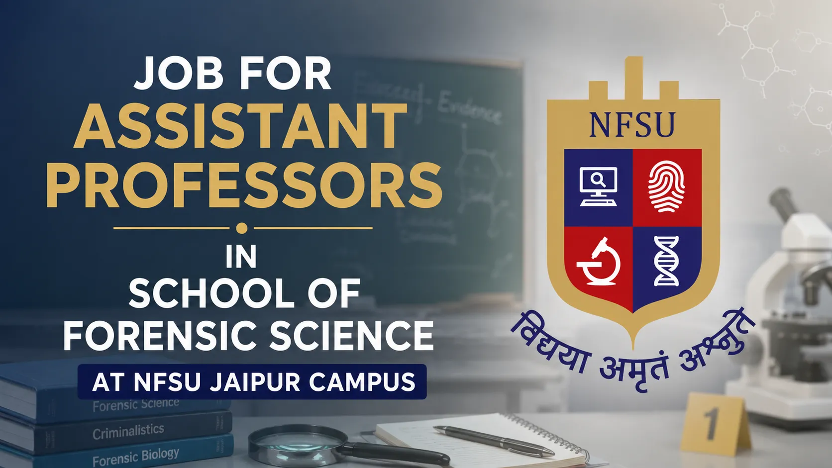 Job for Assistant Professors in School of Forensic Science at NFSU Jaipur Campus
