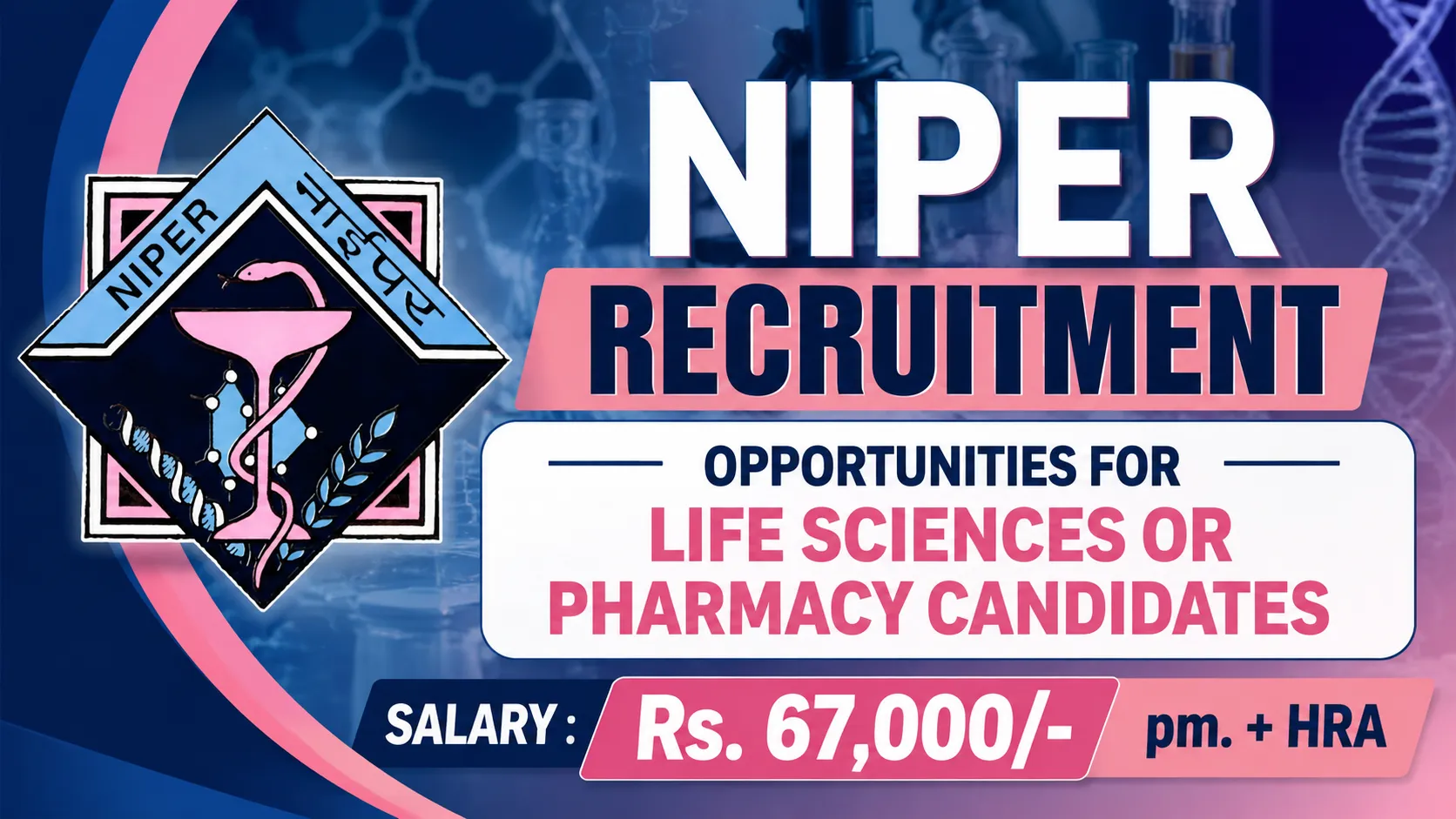 NIPER Recruitment : Opportunities for Life Sciences or Pharmacy Candidates