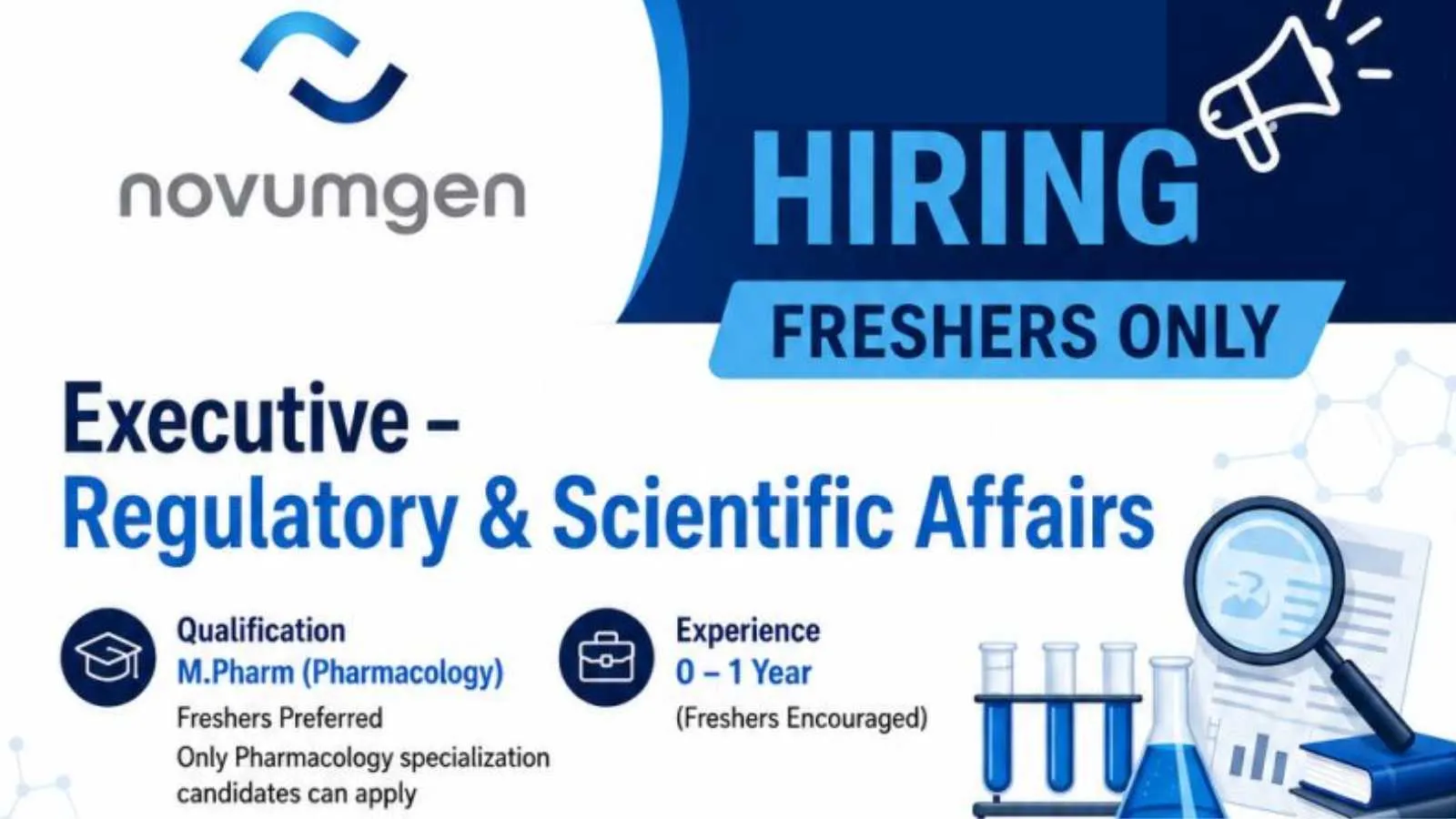 Novumgen Hiring Regulatory & Scientific Affairs Executive | Pharmacology Freshers Preferred Only