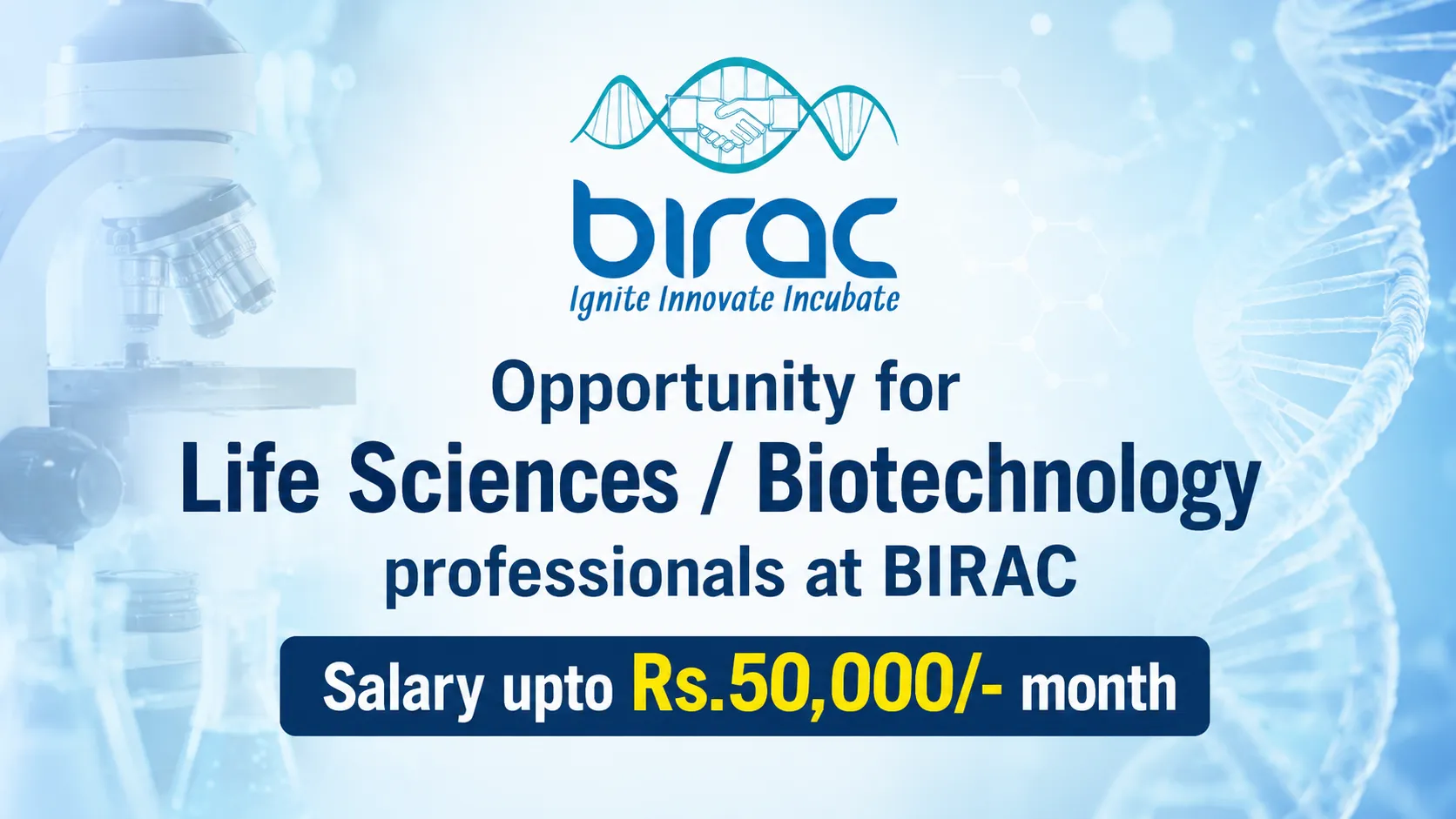 Opportunity for Life Sciences / Biotechnology professionals at BIRAC