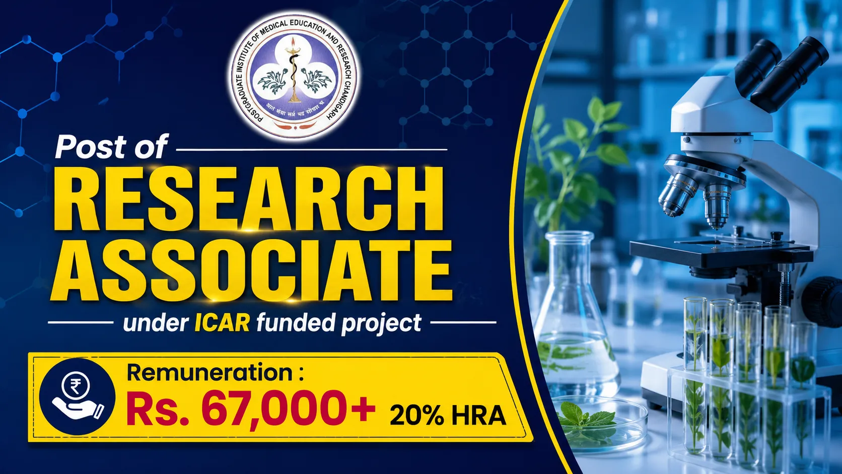 PGIMER invites application for the post of Research Associate under ICAR funded project