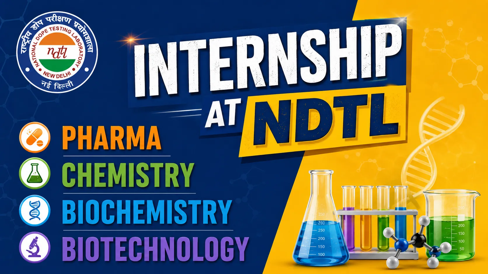 Pharma, Chemistry, Biochemistry, Biotechnology Internship at NDTL