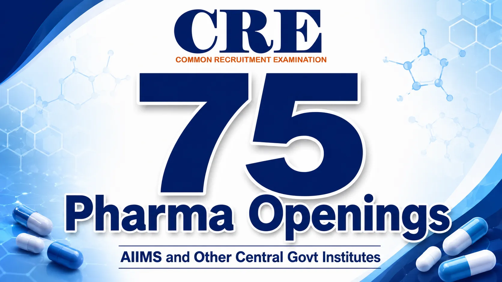 75 Pharma Openings through Common examination for AIIMS and Other Central Govt Institutes