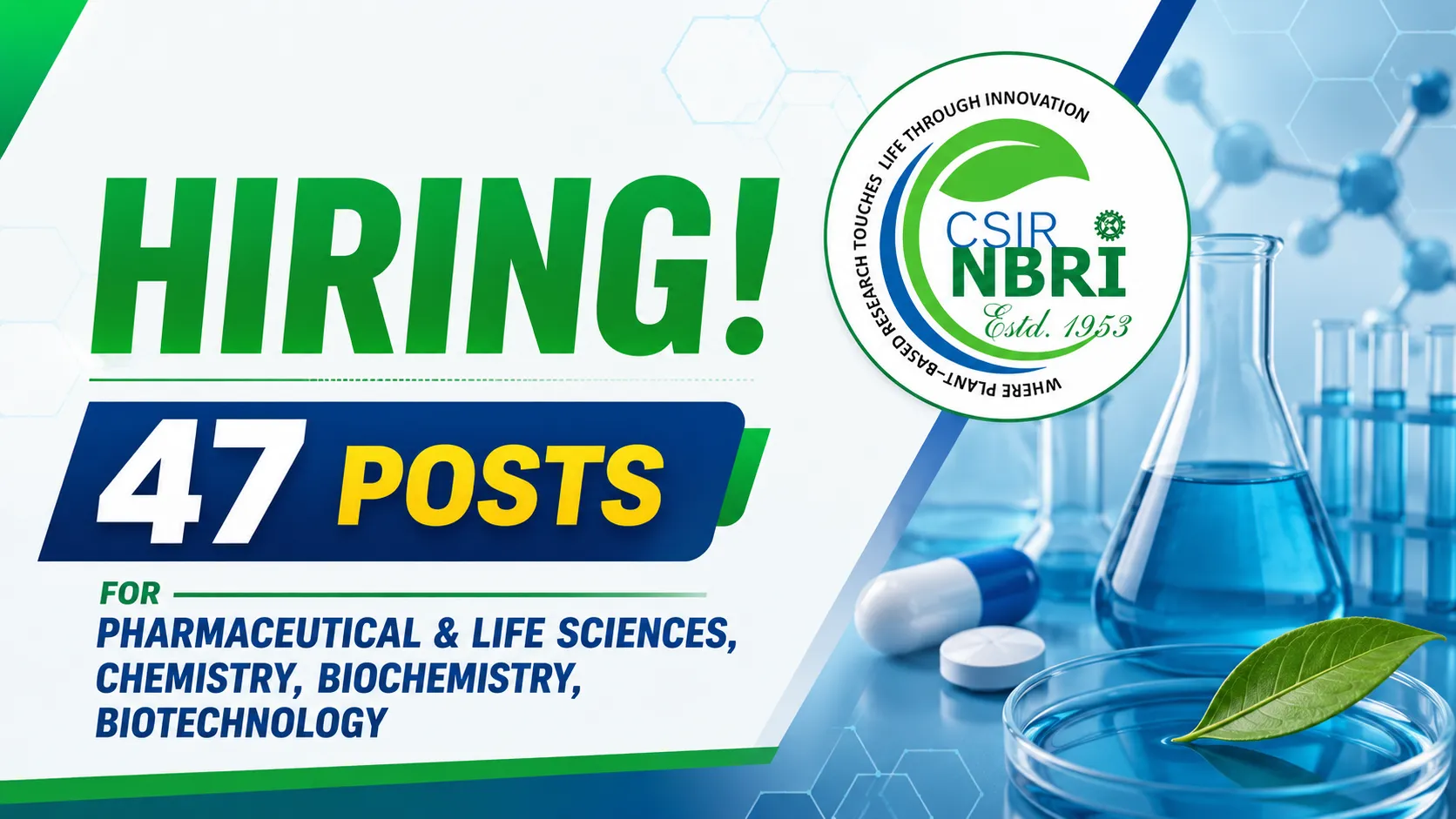 47 posts for Pharmaceutical and Life Sciences, Chemistry, Biochemistry, Biotechnology candidates at NBRI