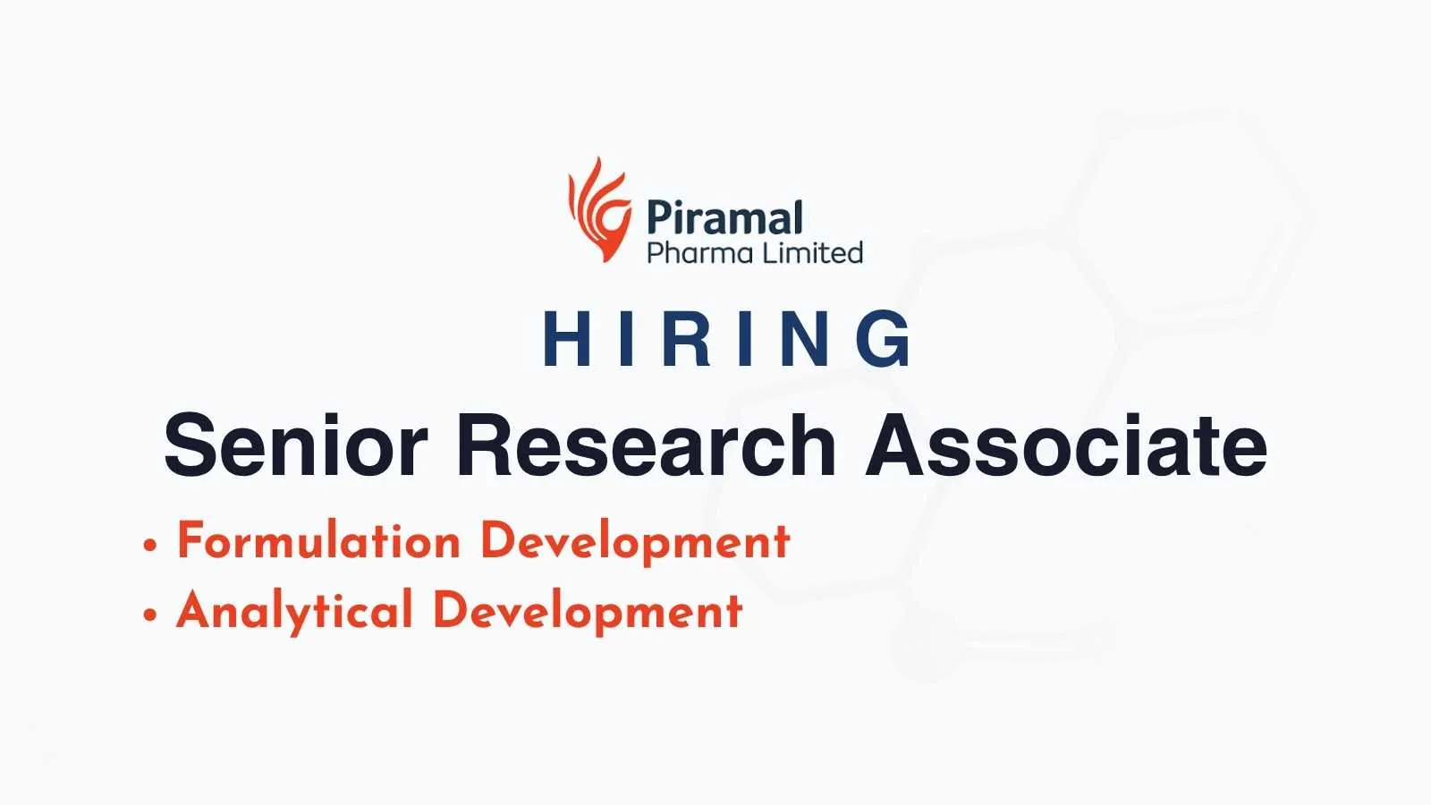 Piramal Pharma Limited Hiring Senior Research Associate