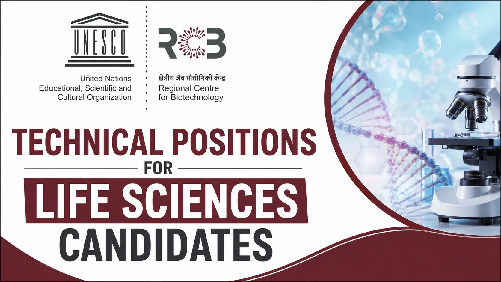 Technical positions for Life Sciences candidates at Regional Centre for Biotechnology
