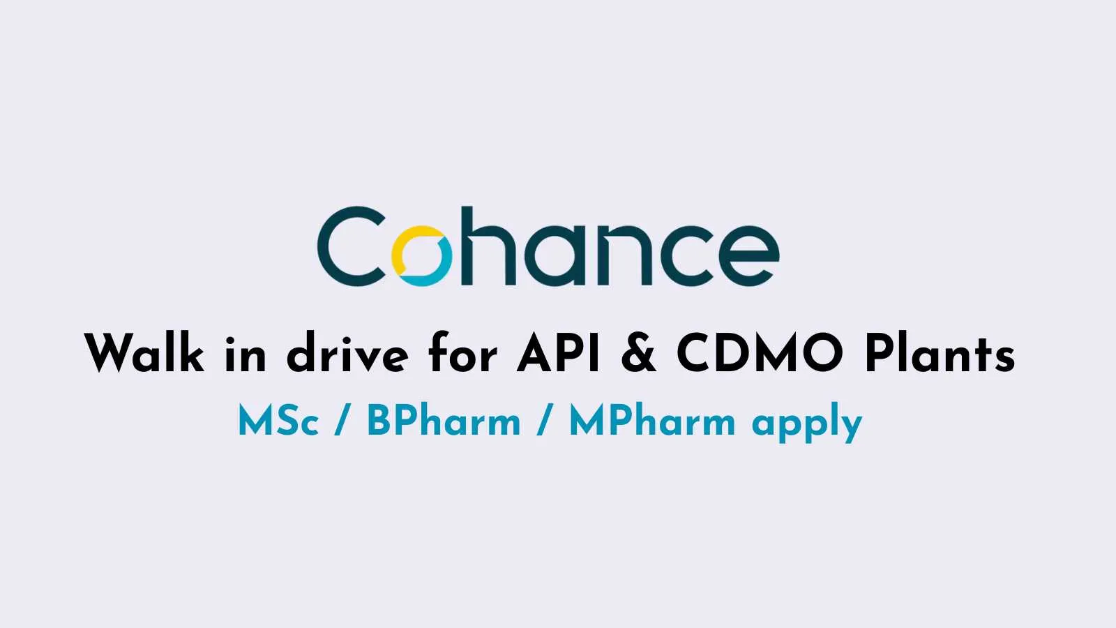 Walk in drive for API & CDMO Plants at Cohance Lifesciences