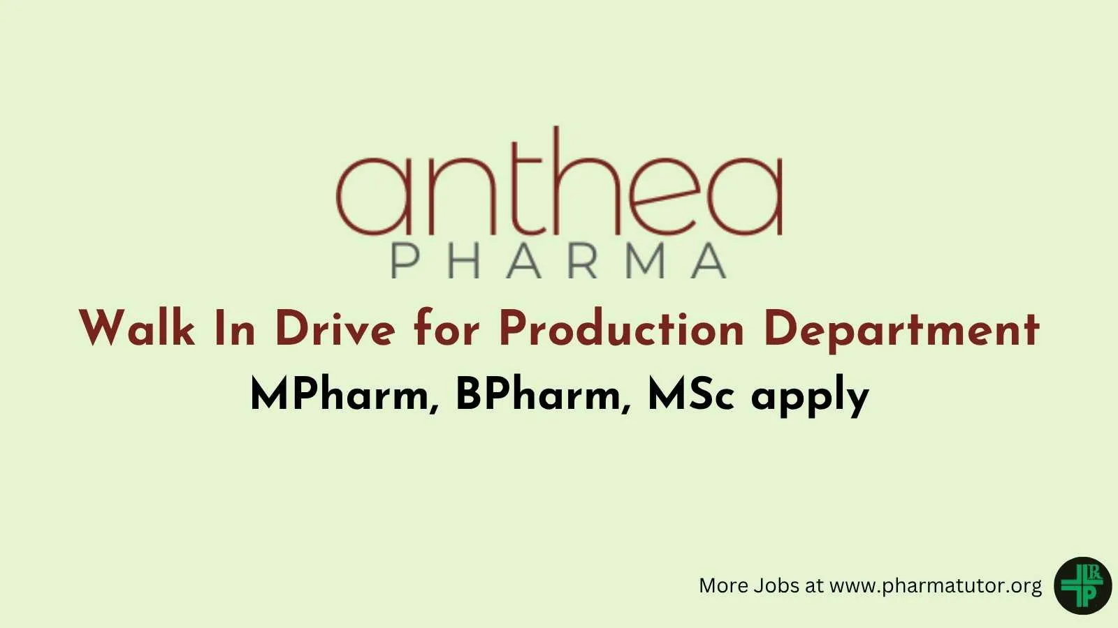 Walk In Drive for Production Department at Anthea Pharma