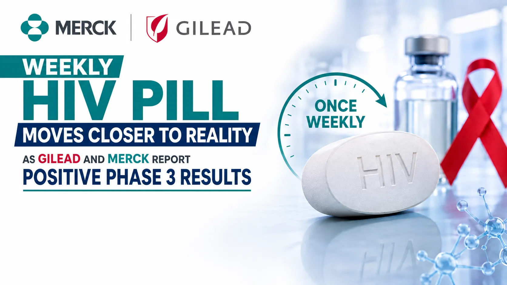 Weekly HIV Pill Moves Closer to Reality as Gilead and Merck Report Positive Phase 3 Results