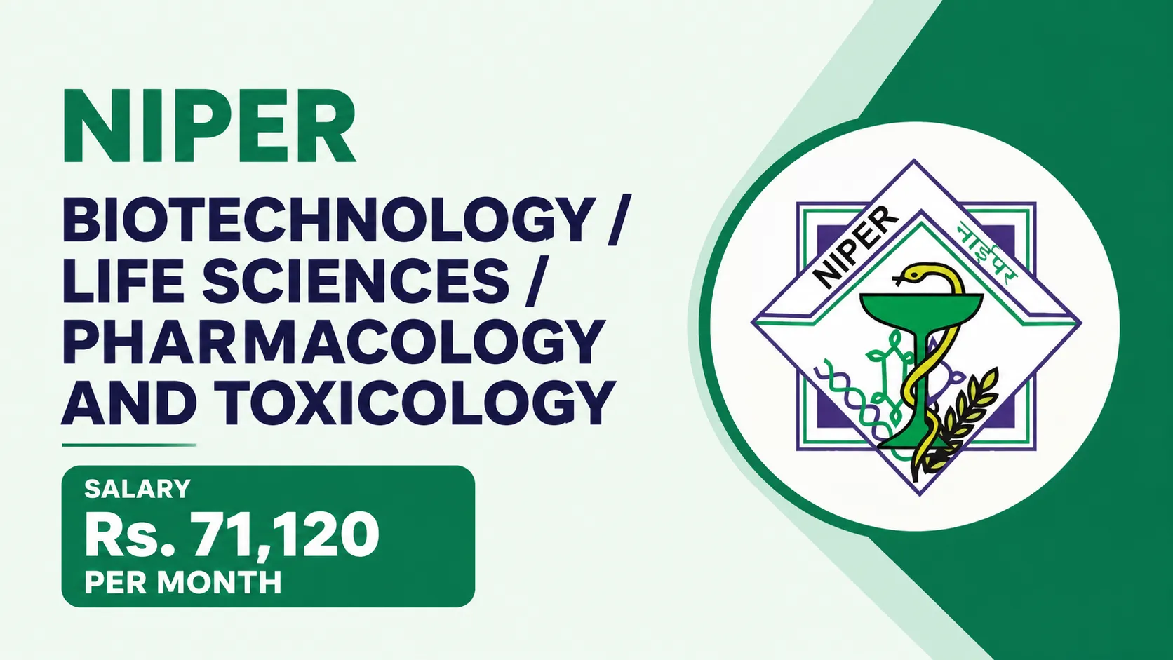 Advertisement for Biotechnology / Life Sciences / Pharmacology and Toxicology at NIPER