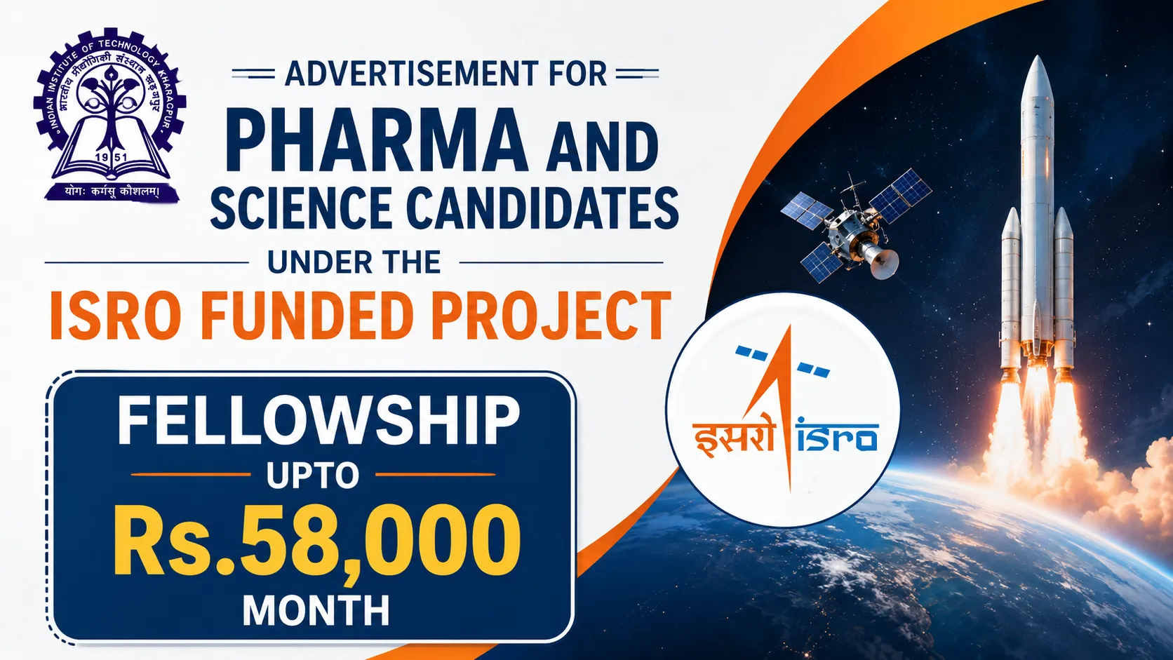 Advertisement for Pharma and Science candidates under the ISRO funded project at IIT KHARAGPUR