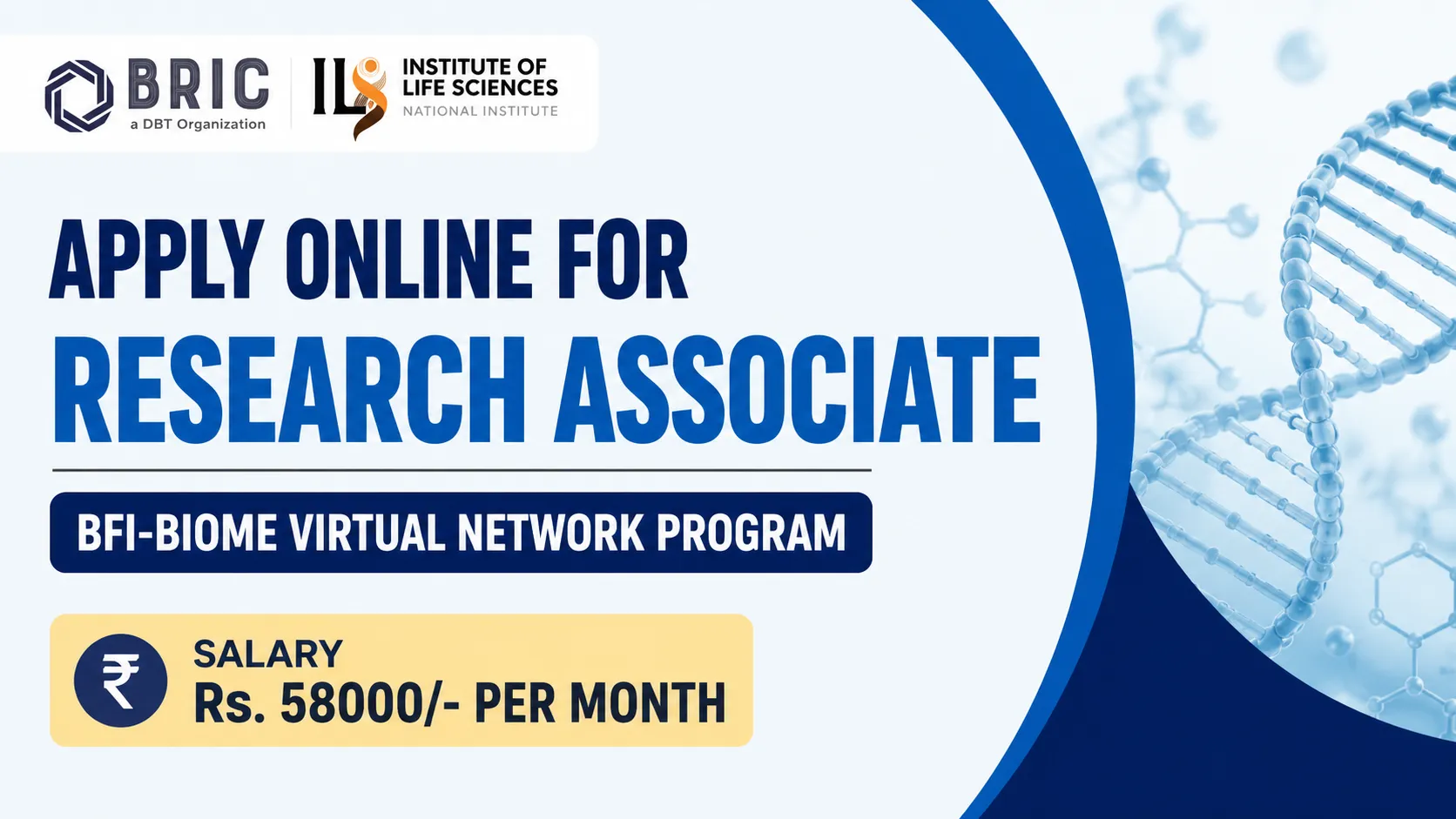 Apply Online for Research Associate at BRIC-Institute of Life Sciences