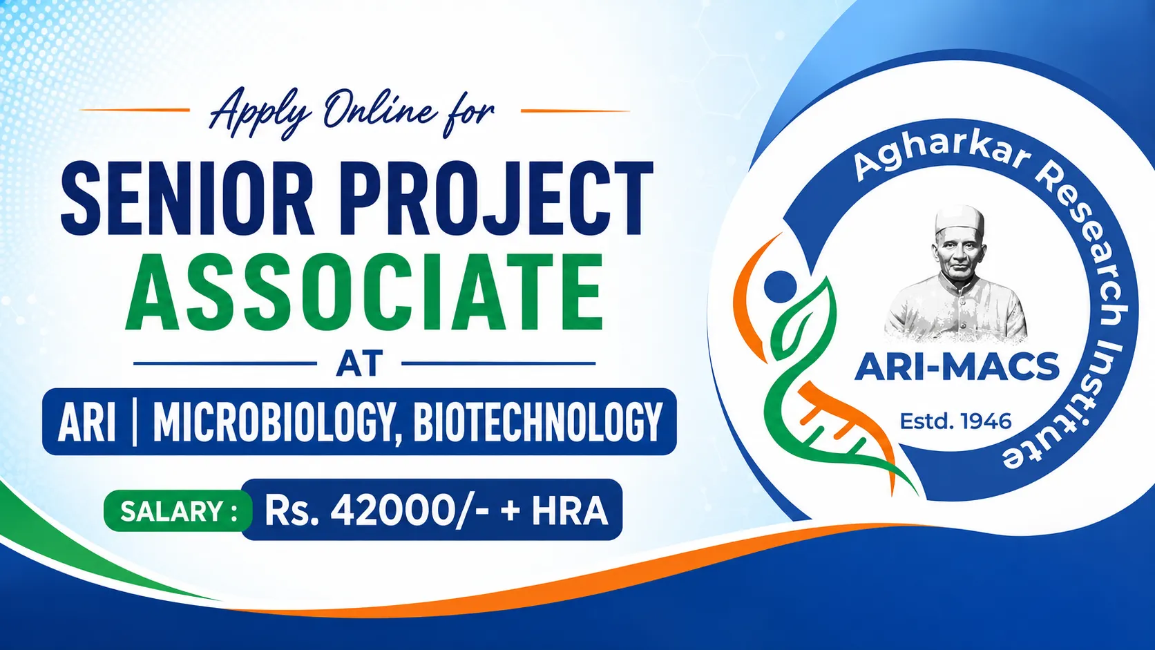 Apply Online for Senior Project Associate at ARI | Microbiology, Biotechnology Apply