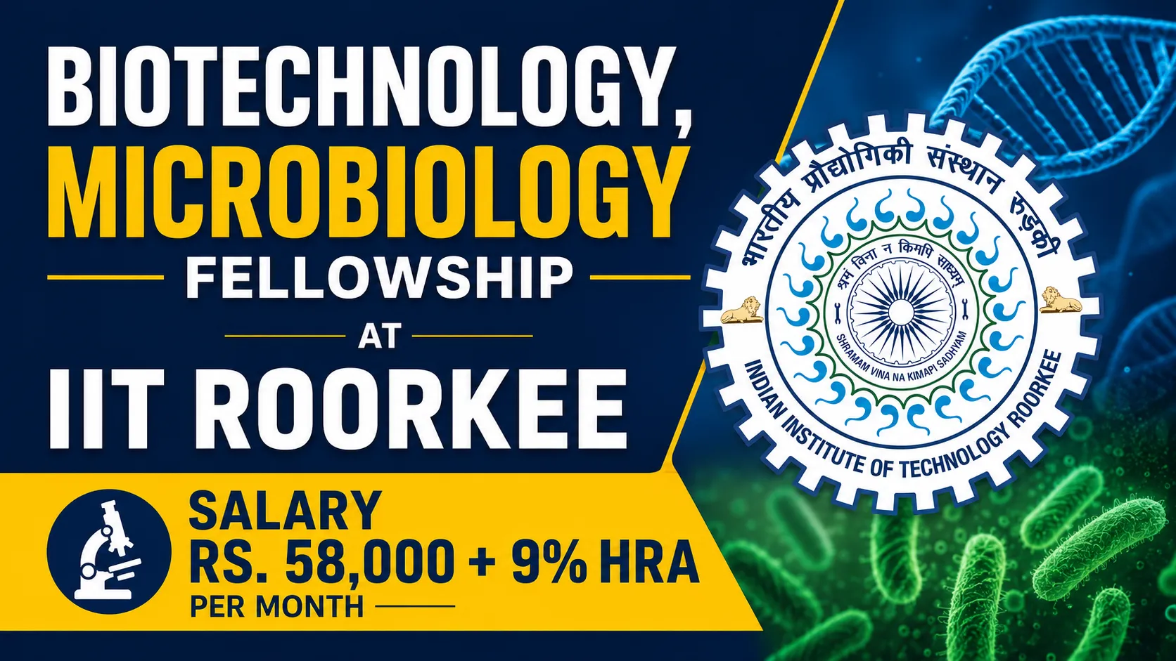 Biotechnology, Microbiology Fellowship at IIT Roorkee