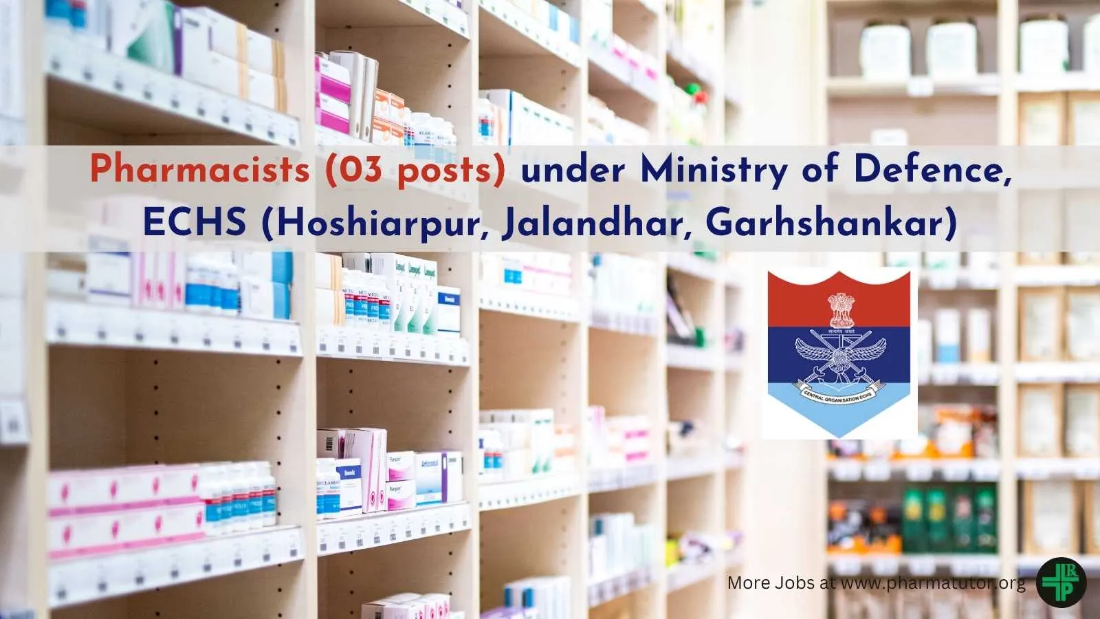 Job for Pharmacists under Ministry of Defence, ECHS Jalandhar