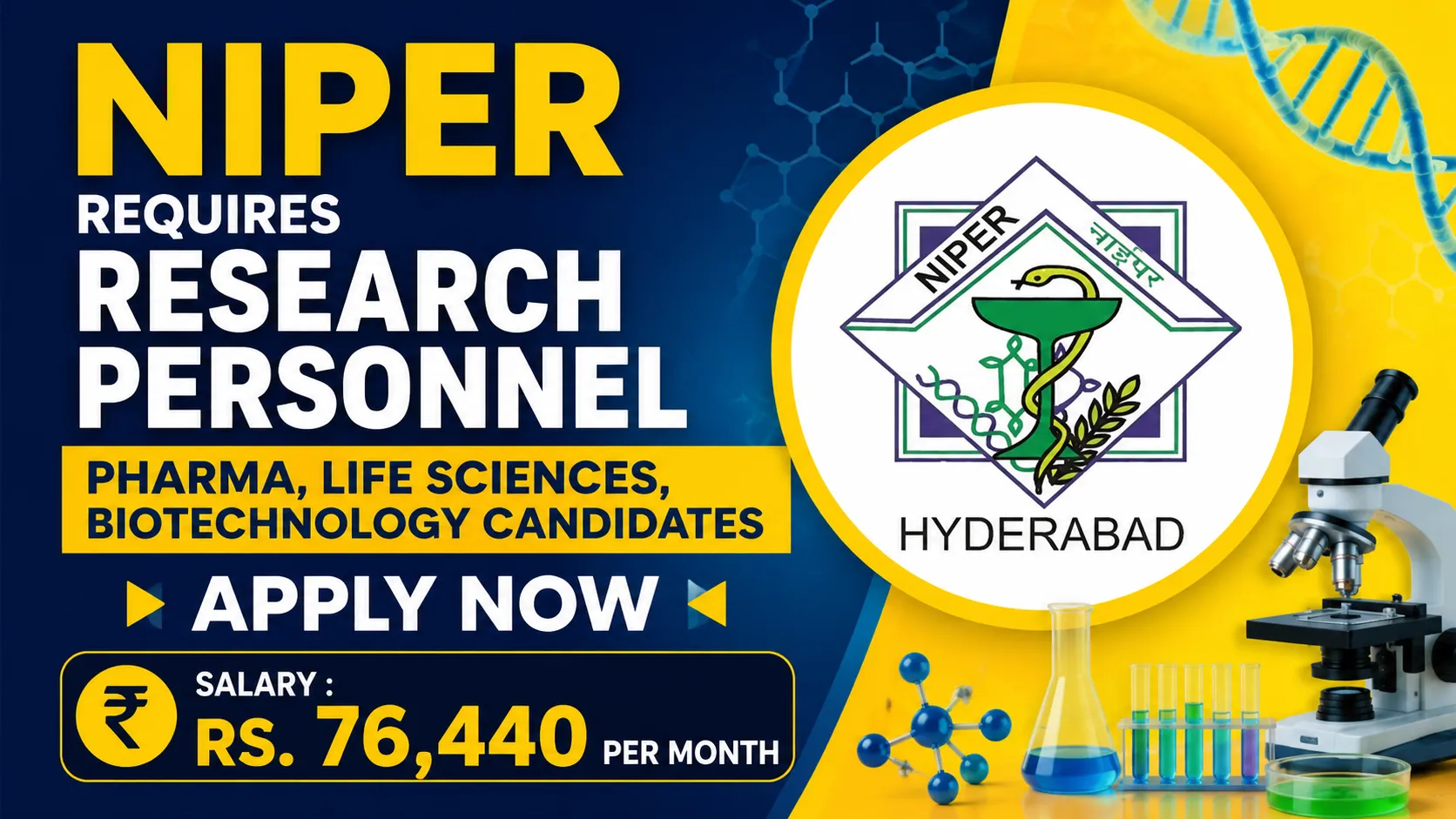 NIPER requires research personnel
