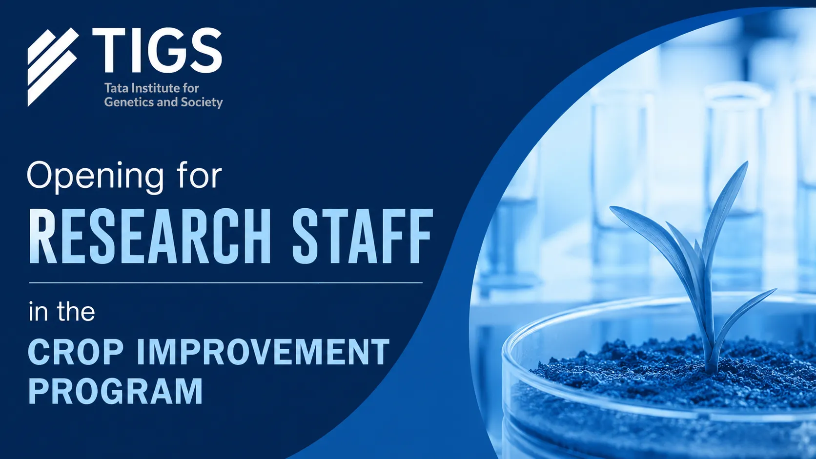 Opening for Research staff in the Crop Improvement program, TIGS 
