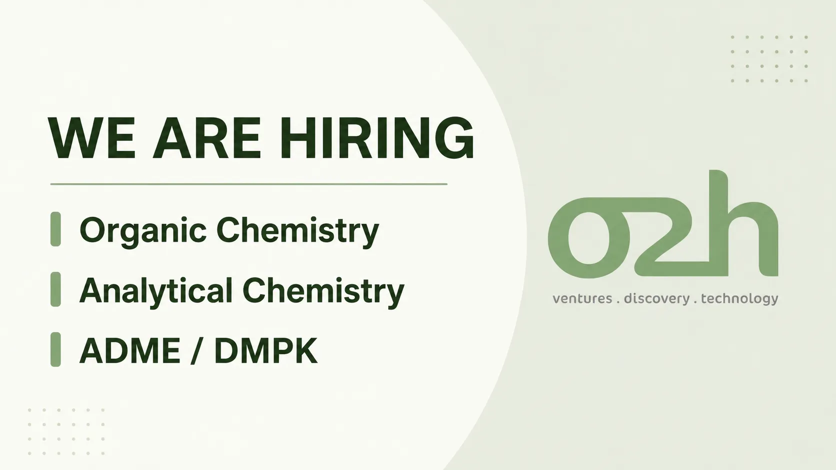 Organic Chemistry, Analytical Chemistry and ADME / DMPK Jobs at o2h group