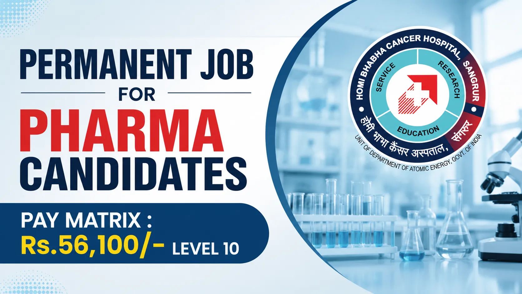 Permanent Job for Pharma candidates in Homi Bhabha Cancer Hospital & Research Centre