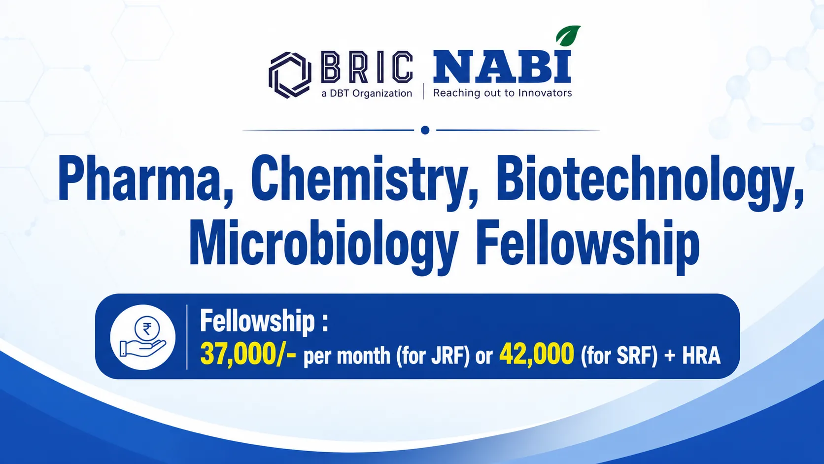 Pharma, Chemistry, Biotechnology, Microbiology Fellowship at NABI