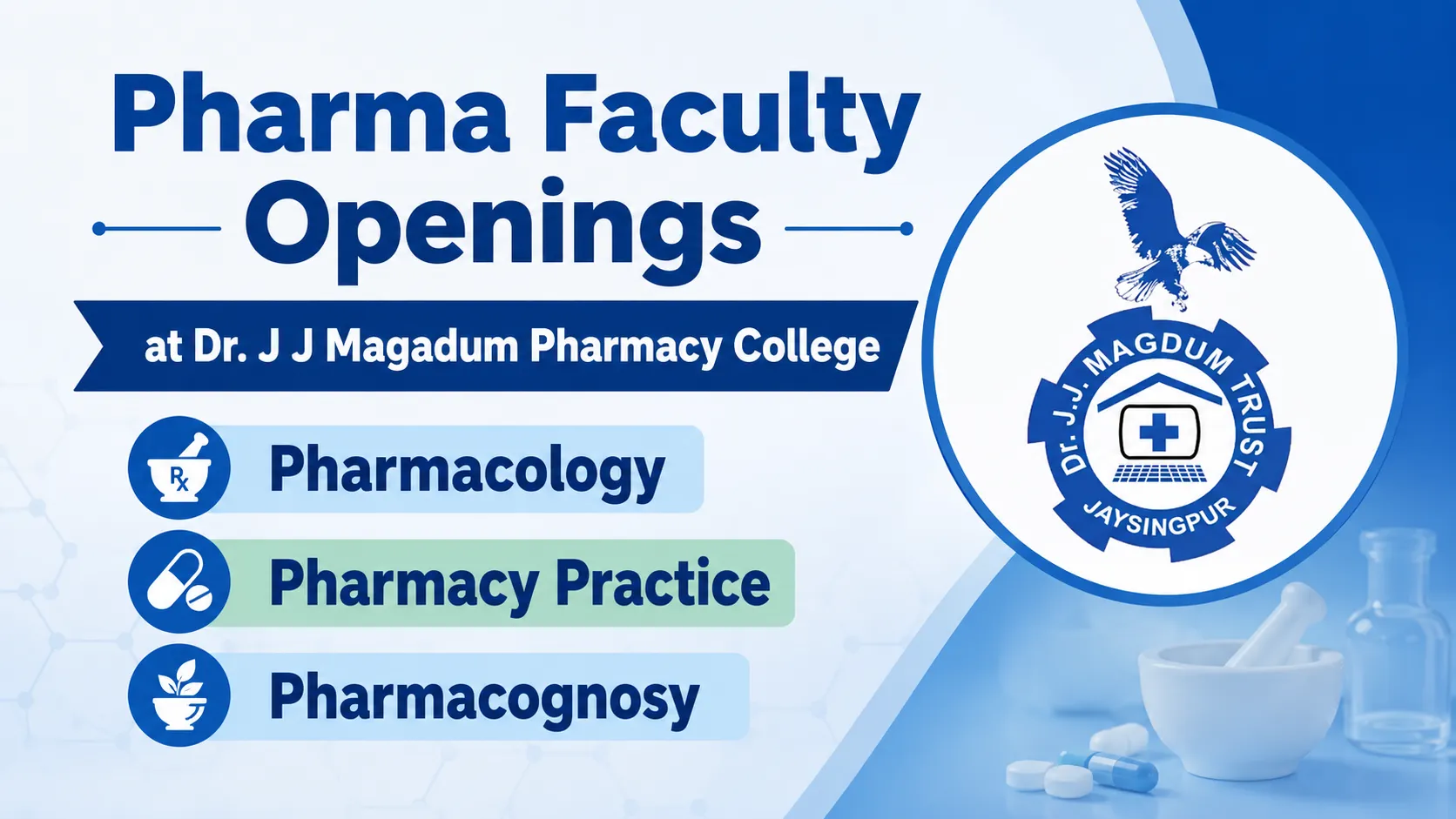 Pharma Faculty Openings at Dr. J J Magadum Pharmacy College