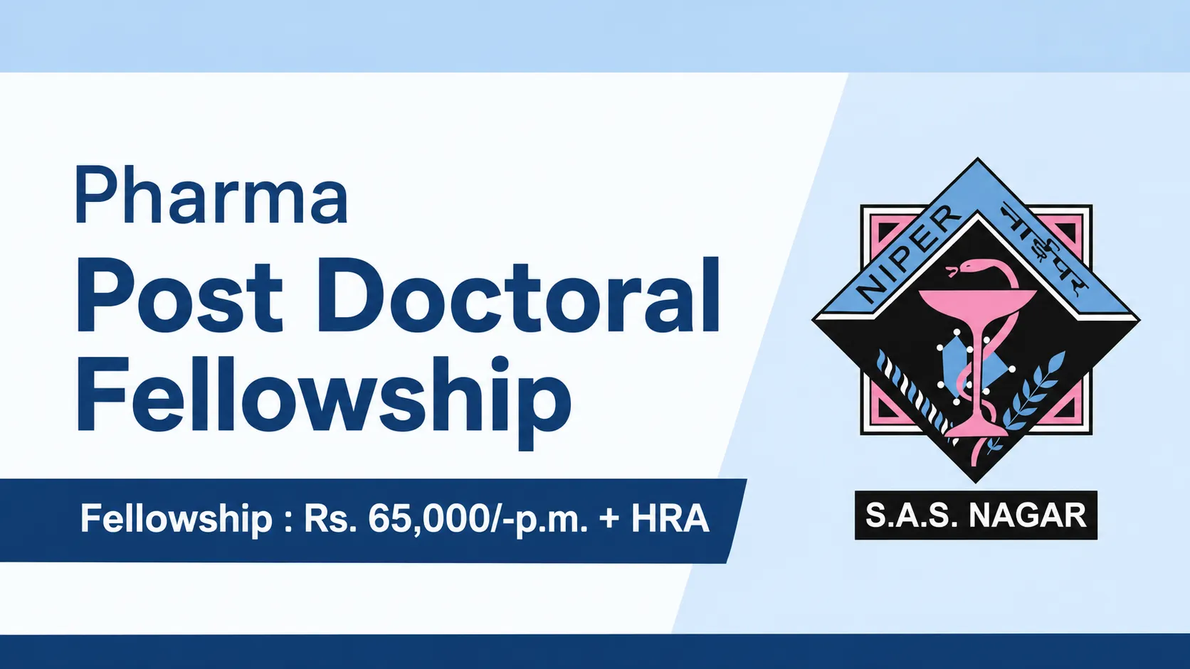 Pharma Post Doctoral Fellowship at NIPER