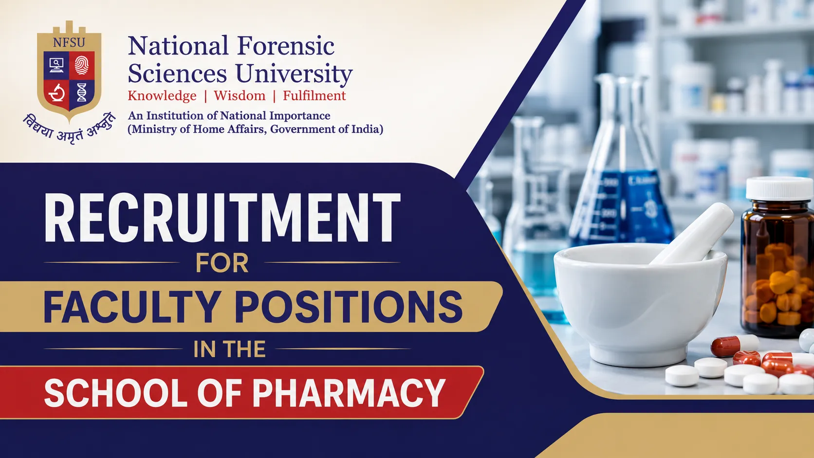 Recruitment for faculty positions in the School of Pharmacy at NFSU