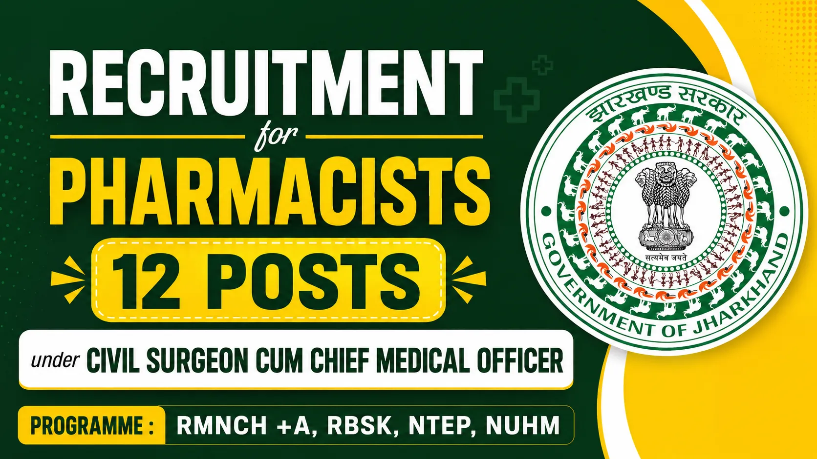 Recruitment for Pharmacists under Civil Surgeon cum Chief Medical Officer